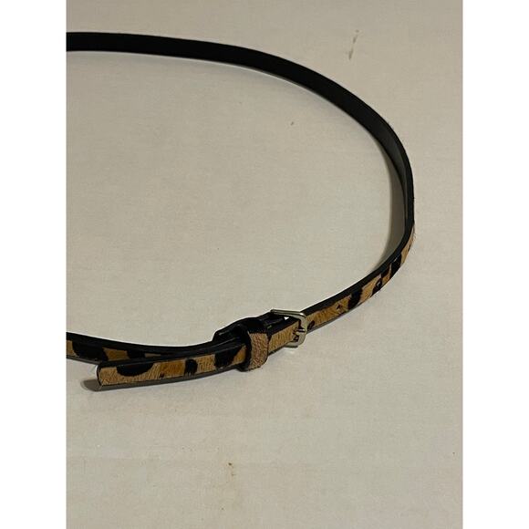 J. Crew Factory Italian Calf Hair thin Belt Small Animal Print Genuine Leather - Picture 2 of 12